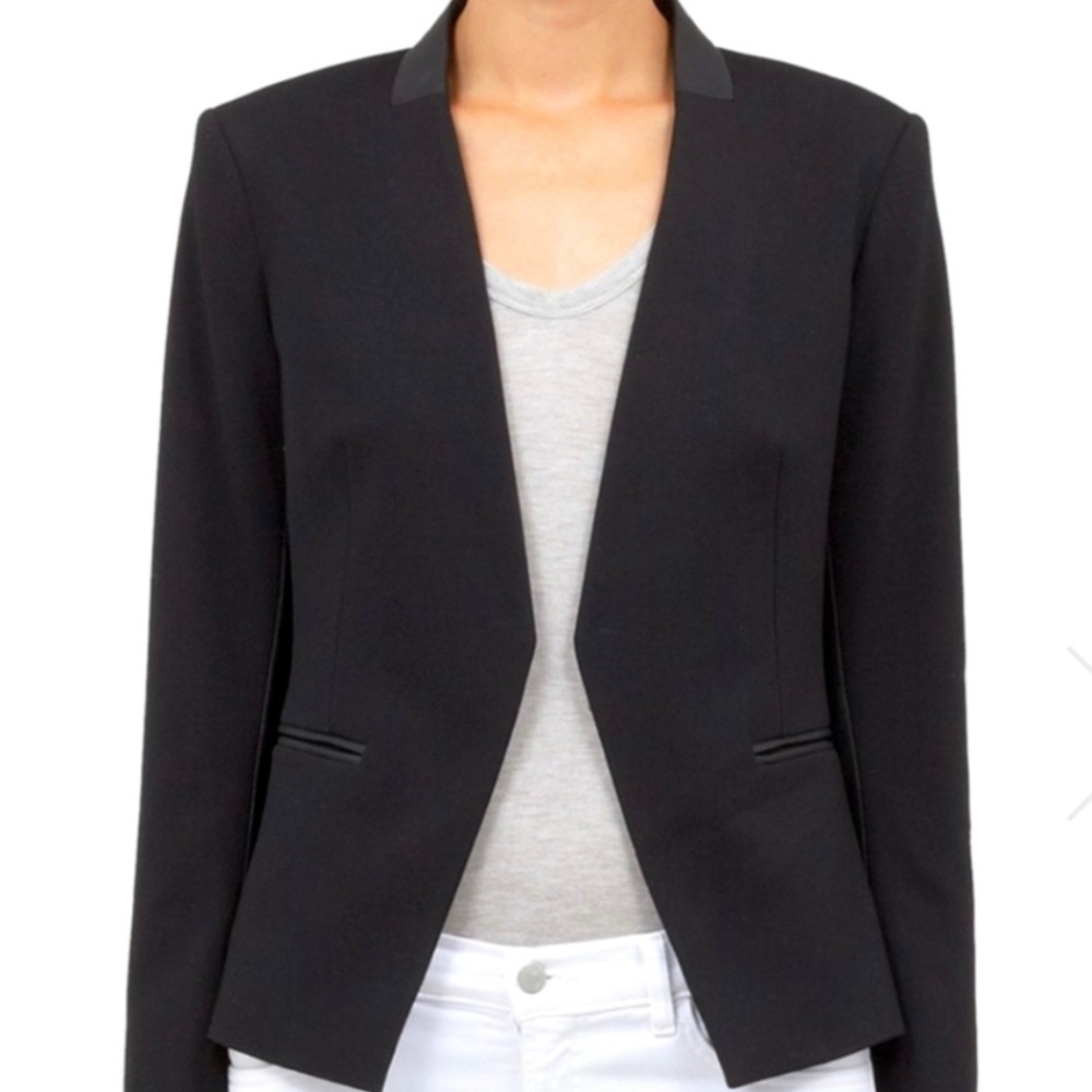 Theory Lanai Lck Huntington Leather Trim Jacket Blazer